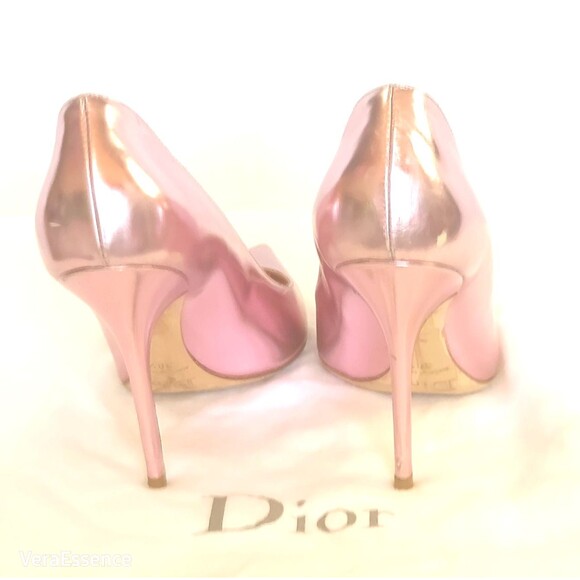 Christian Dior Women Heel Pumps Leather Shoes 9 39 Metallic Pink WSRP $859 - Picture 9 of 16